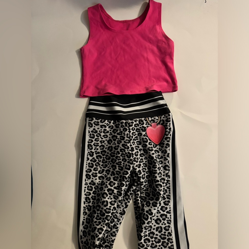 Sugarlulu girl medium athletic, gymnastics, cheer dance set.LEOPARD